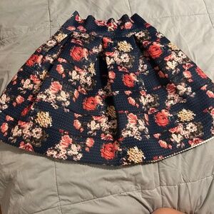 Xhilaration Floral Midi Skirt - Navy and Red